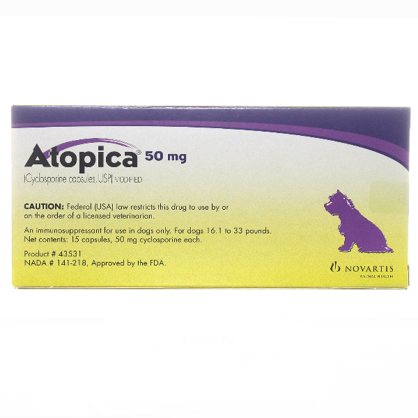 Atopica Capsules 50mg 15# 15 Cap By Novartis Pet Rx(Vet)