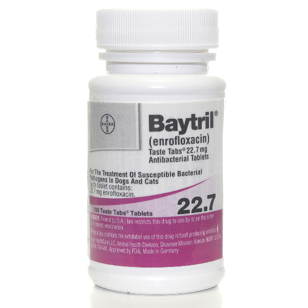 Baytril Taste Tabs 22.7mg 100# 100 Tab By Bayer Pet Rx(Vet)