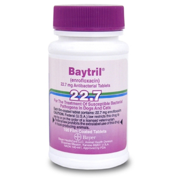 Baytril 22.7mg Film Coated 100 Tab By Bayer Pet Rx(Vet)