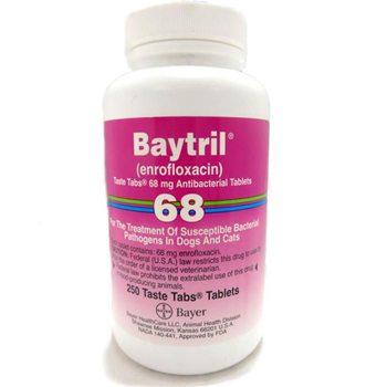 Baytril 68mg Beef 250 Tab By Bayer Pet Rx(Vet)