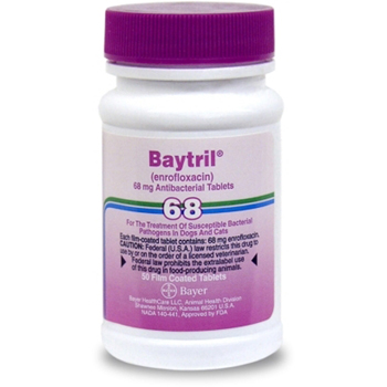 Baytril 68mg Film Coated 50 Tab By Bayer Pet Rx(Vet)