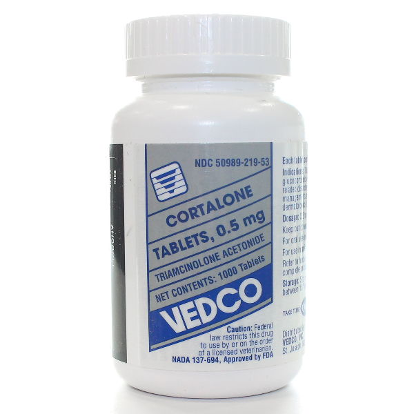 Cortalone Tablets 0.5mg 1000# 1000 Tab By Vedco Pet Rx(Vet)