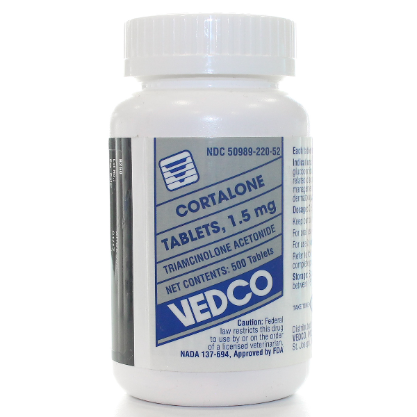 Cortalone Tablets 1.5mg 500# 500 Tab By Vedco Pet Rx(Vet)