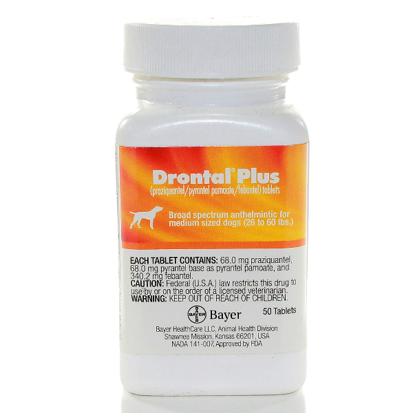Drontal Plus Tablets Medium 50# 50 Tab By Bayer Pet Rx(Vet)