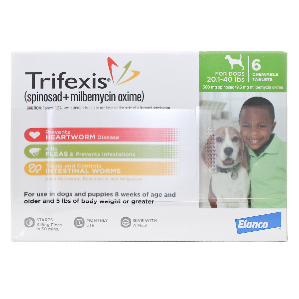 Trifexis For Dogs 20-40 Lbs 6 Tab By Elanco Pet Rx(Vet)