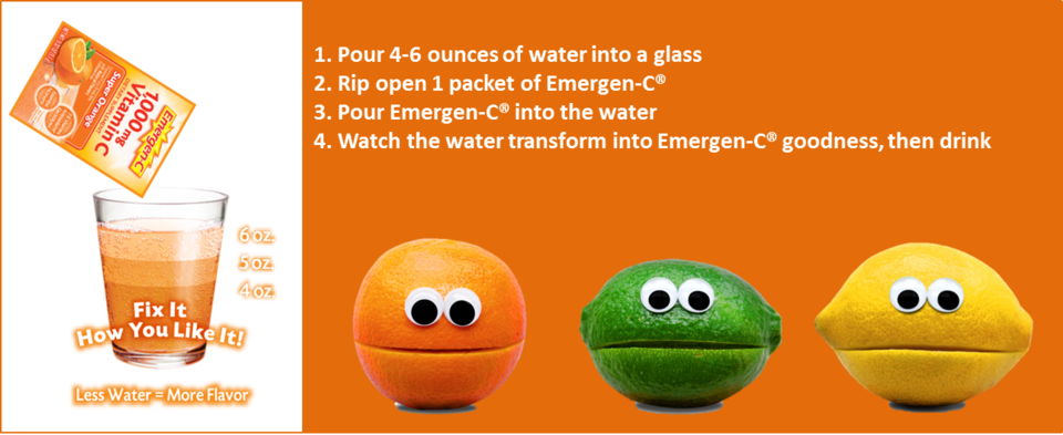 Image 3 of Free Shipping-Emergen-C Vitamin C Drink Mix 1000 mg Orange Raspberry Tropical - 