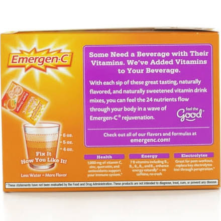 Image 7 of Free Shipping-Emergen-C Vitamin C Drink Mix 1000 mg Orange Raspberry Tropical - 