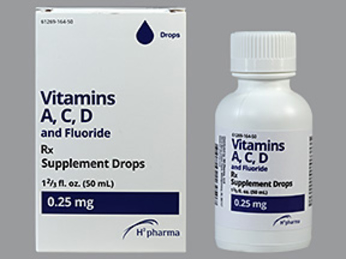 RX ITEM-VITAMINS A C D FLOURIDE 0.25MG DRP 50ML by H2 Pharma