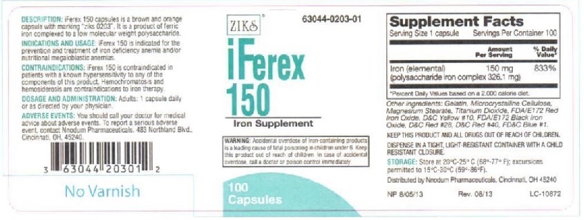 Iferex-150 150Mg Cap 100 By Nnodum Corp POLYSACCHARIDE IRON COMPLEX CAP 150 MG (