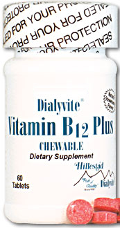 Case of 12-Dialyvite Vitamin B12 Plus Chewable 60 Tablets By Hille