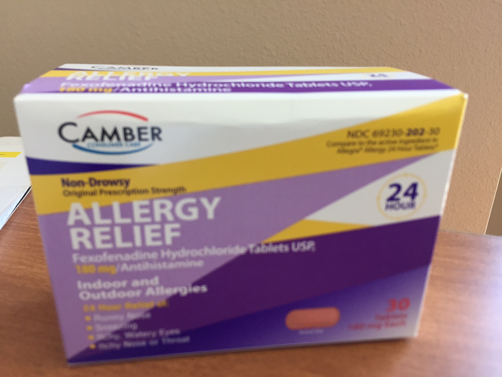 Fexofenadine Hcl 180 mg Tab  100 By Camber Pharmaceuticals USA 