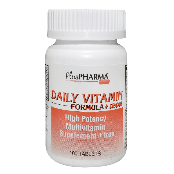 Daily Vitamin +Iron Formula 100 Tab By Plus Pharma Generic One-A-D