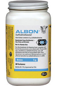 Albon (Sulfadimethoxine) Boluses 15gm (B50) By Zoetis Pet Rx(Vet)