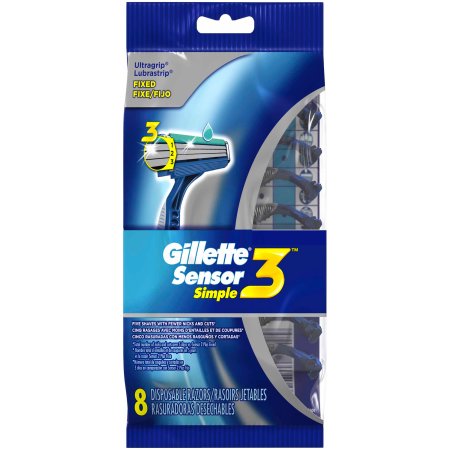 Gillette Sensor3 Simple Disposable Razors 8 Count Pack
