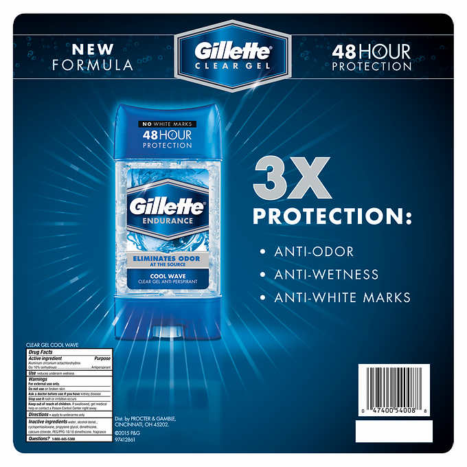 Image 4 of Gillette Endurance Men's Clear Gel Antiperspirant 3.8 oz . 6-Count