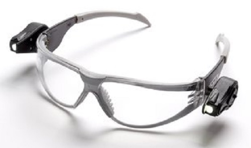 Light Vision Protective Eyewear - Clear Anti-Fog Black Temples Dual Led Lights 