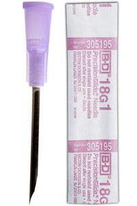 Needles Hypodermic 18G X 1 Plastic Hub (Pink) BD B100 By Becton Dickinson Healt