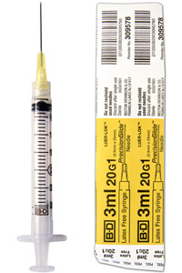 Syringes (BD Medical ) 3cc Lock Tip (Yellow Hub) 20G X1 Precision Glide Needle
