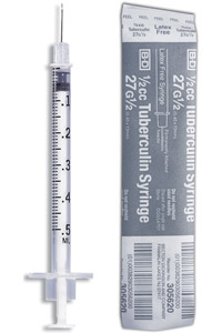 Syringes Tb (BD Medical ) 1/2cc (Grey Hub) 27G X 0.50 Precision Glide Needle (Pe