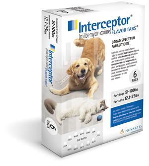 Interceptor (White) Canine 51-100# Feline 12.1-25# 23mg - 10 X6-Dose Bx10 By El