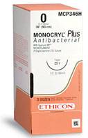 Suture #0 Monocryl Plus Antibacterial (Cp-1) 1/2 Circle Rev Cut 90cm / 36 Viole