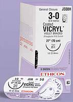 Suture #1 Vicryl (Cp-1) 1/2 Circle Rev Cut 40mm / 27 Violet Polyglactin B36 By