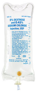 Dextrose 5% And 0.45 Sodium Chloride Inj USP Lifecare (Plastic Bags) 12 X1000ml 