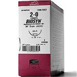Suture #2-0 Biosyn (Gs-10) 1/2 Circle Rev Cut 26mm / 30 Violet Glycomer B36 By