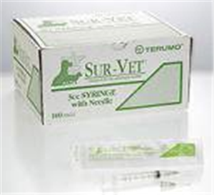 Syringes 3cc Lock Tip 22G X 0.75 Thin Wall Needle Sur-Vet B100 By Terumo