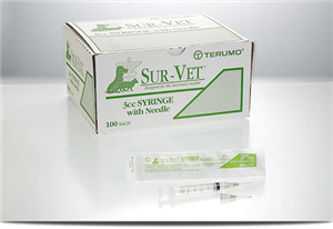 Syringes 3cc Slip Tip 20G X 1 Regular Wall Needle Sur-Vet B100 By Terumo