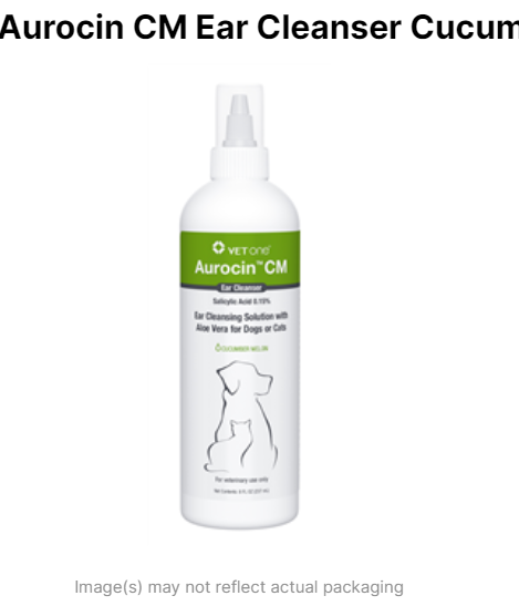 Aurocin cm Ear Cleanser W/ Aloe (Cucumber Melon Scent) 8 oz By Vet One 