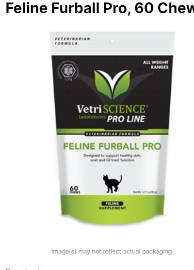 Feline Furball Pro, 60 Chews, 3.17oz By Vetri-Science