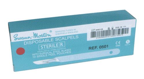 Disposable Scalpel Swann Morton W/ Handle #10 Stainless Steel Bx10 By Agri-Pro E