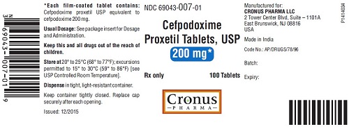 Cefpodoxime Proxetil Tabs 200mg - Human Label B100 By Cronus Pharma