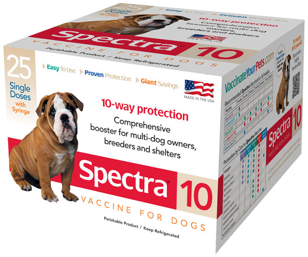 Canine Spectra 10 (Da2P + Pv +4L) - 25x1Ds W/Syringe Each By Durvet