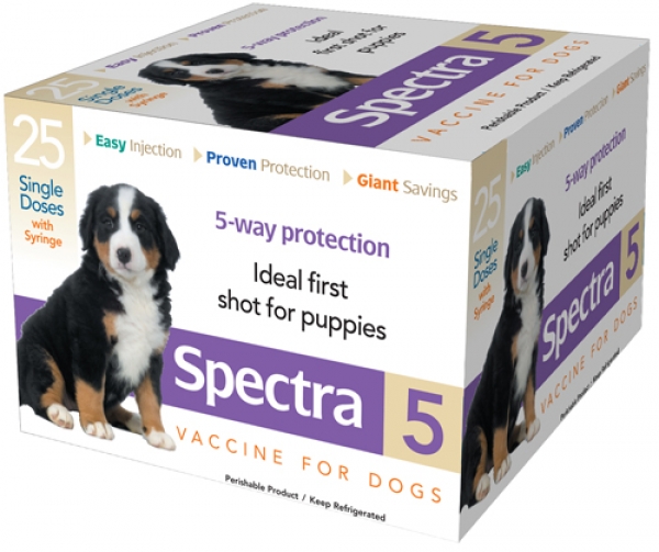 Canine Spectra 5 (Da2P + Pv) - 1Dose W/Syringe Each By Durvet 25 doses