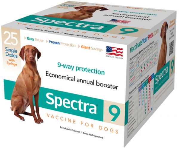 Canine Spectra 9 (Da2P + Pv + C) - 1Ds W/Syringe Each By Durvet