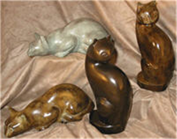 Cremation Urn Crouching Cat - Calico (Up To 30#) Special Order: 