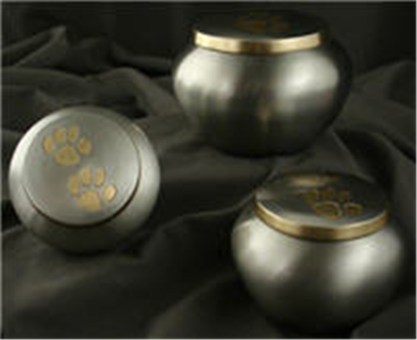 Cremation Urn Odyssey Pewter / Brass Double Paw - Medium (4.9 X4.9 X3.5) Sp