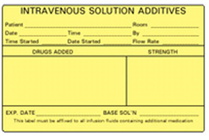 Labels IV Additives 4 X2.5 Yellow Roll By Medline Industries
