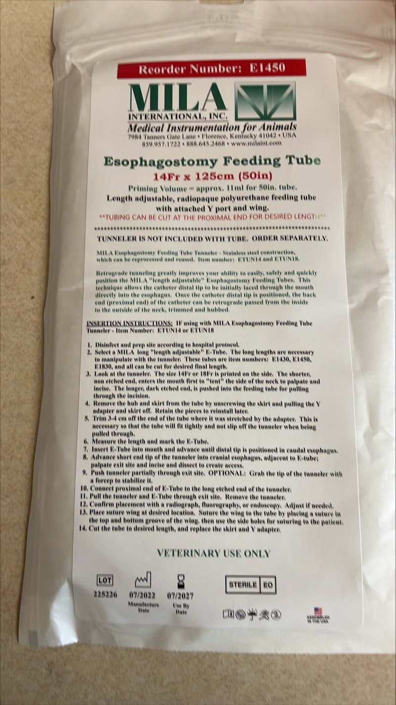 Feeding Tube Esophagostomy 14Fr (Cats & Small Dogs) Each By Mila Int