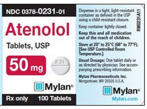 Atenolol Tab 50mg B100 By Mylan Pharmaceuticals