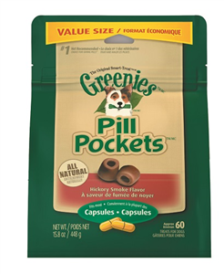 Greenies Pill Pockets Canine 15.8 oz (60 Treats) - Hickory Smoke - Large / Capsu
