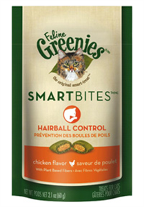 Greenies Smartbites Feline 12 X 2.1 oz - Hairball Control Chicken Cs12 By Nutro 