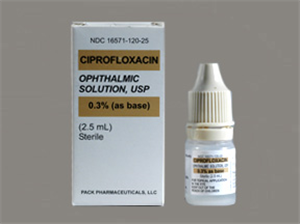 Ciprofloxacin Ophthalmic Solution USP 0.3% 2.5cc By Pack Pharmaceuticals