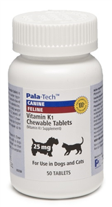 Vitamin K1 Chew Tabs 25mg [11-22#] B50 By Pala-Tech Laboratories