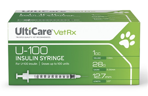 Syringes Insulin Ulticare Vet Rx 1cc [U-100] 28G X0.5 B100 By Ultimed