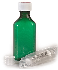 Oral Medium Kit - 8 oz Bottle With Adapter & Syringe - Green Plastic Orapac 8 oz