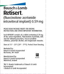 Retisite Tab Rx Item-Retisert 0.59Mg Implant By Valeant Pharma