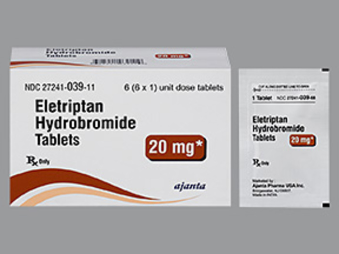 Rx Item-Eletriptan 20MG 6 Tab by Ajanta Pharma USA Gen Relpax